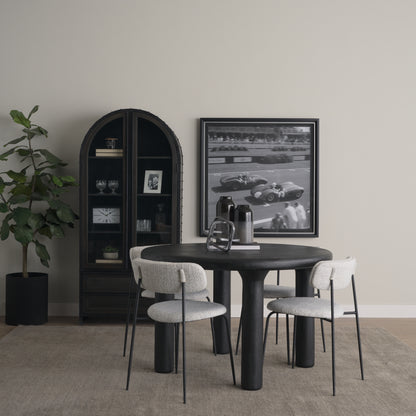 Soma Textured Black Mango Wood Round Dining Table
