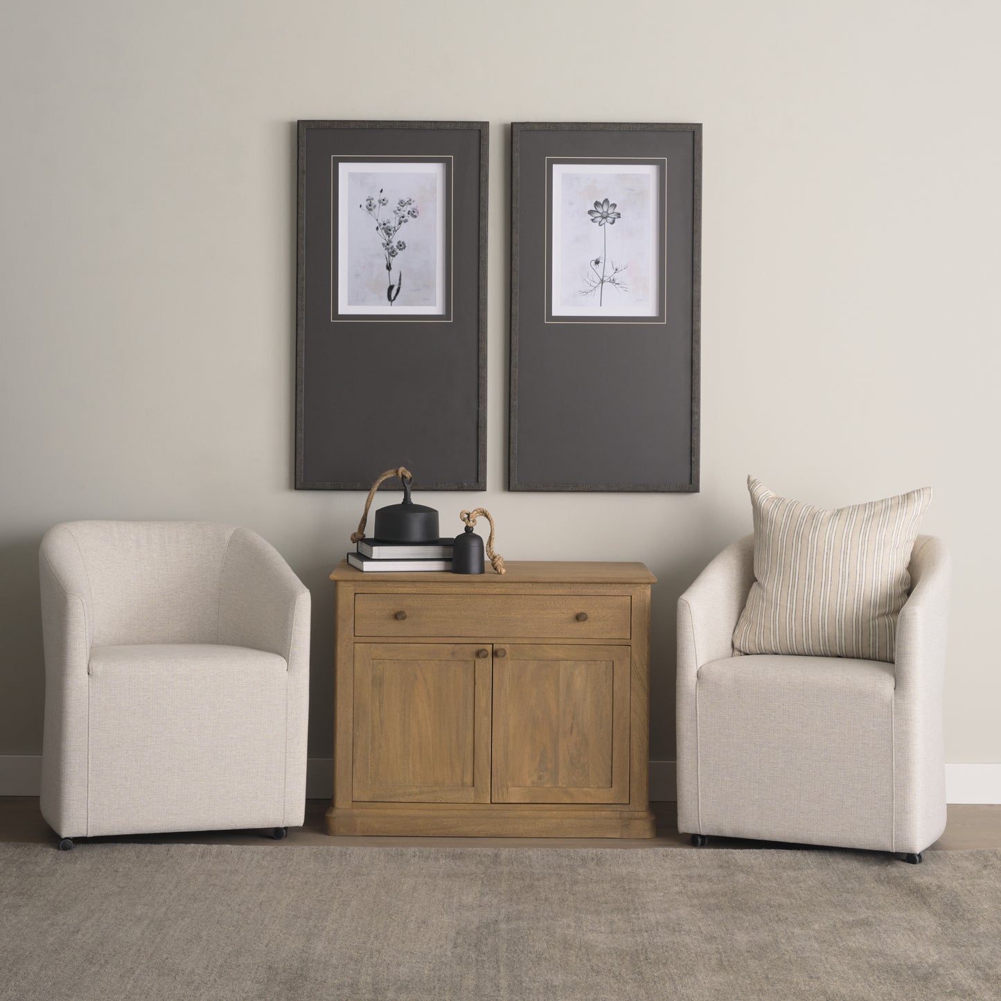 Jaxon Beige and Black Striped Cotton-Linen Decorative Square Pillow Cover