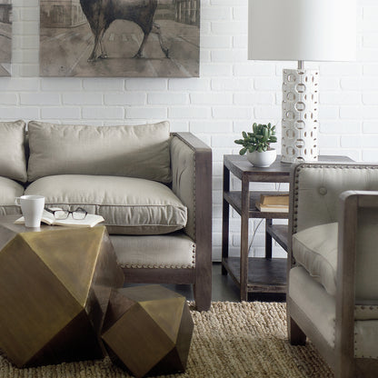 Wright II 22" x 21.9" Square Top Medium Brown Wooden Multi-Shelf End/Side Table