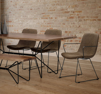 Sawyer II Brown Faux-Leather Seat Black Iron Frame Dining Chair