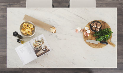 Fieri Solid Iron Black Body White Marble Top Four Drawer Kitchen Island