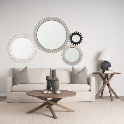 Cog Mirror 44" Round Gray Wood Frame Mirror