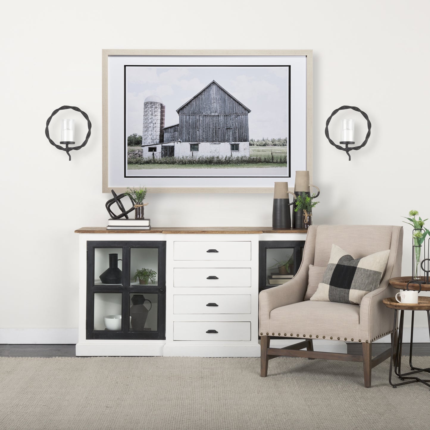 Rizwan 12.0L x 14.0W x 4.5H Black Aluminum Braided Circular Candle Holder