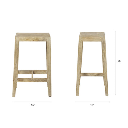 Colony 25" Seat Height Brown Wood Seat & Frame Stool