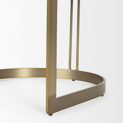 Vyra Dark Brown Wood w/ Cream Fabric Accent Chair