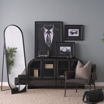 Tillie Oblong Matte Black Metal Standing Floor Mirror