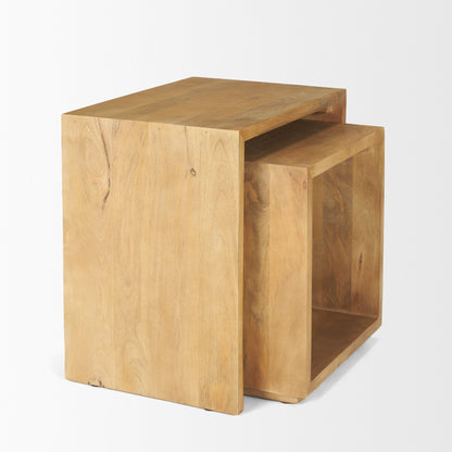 Alanna 22.0L x 15.0W x 22.0H Set of 2 Brown Wood Nesting Accent Tables