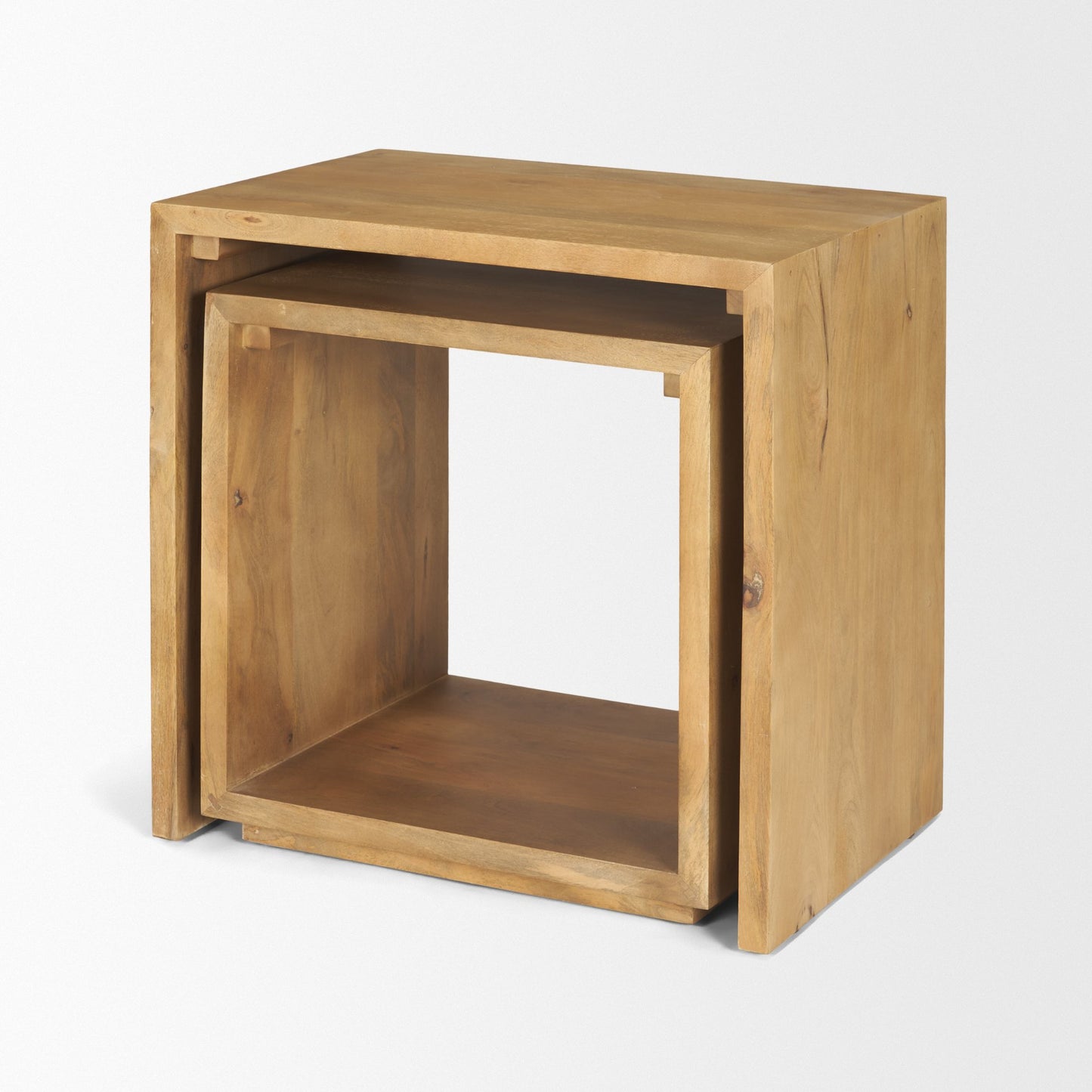 Alanna 22.0L x 15.0W x 22.0H Set of 2 Brown Wood Nesting Accent Tables