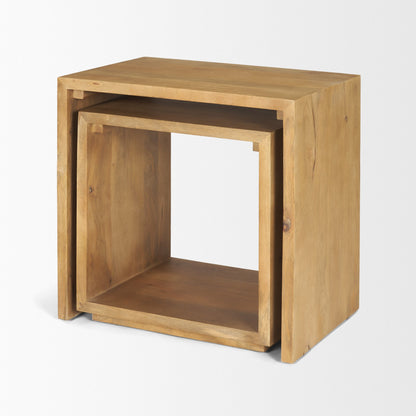 Alanna 22.0L x 15.0W x 22.0H Set of 2 Brown Wood Nesting Accent Tables