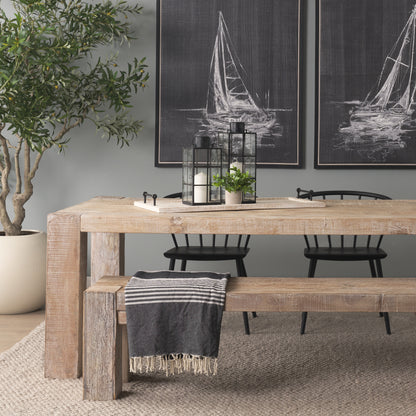 Alfred 35L x 16W Natural Wooden Herringbone Rectangular Tray