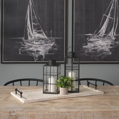 Alfred 35L x 16W Natural Wooden Herringbone Rectangular Tray