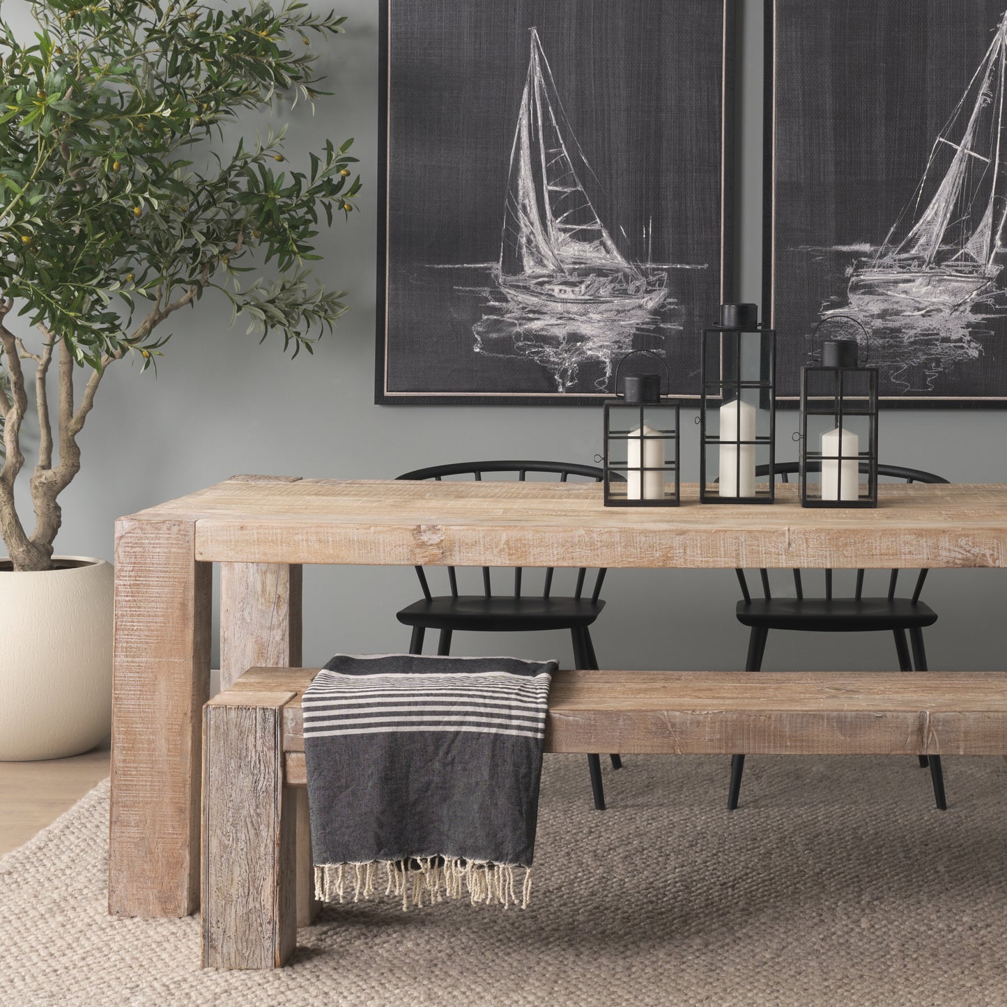 McArthur 84" Whitewash Reclaimed Wood Dining Table