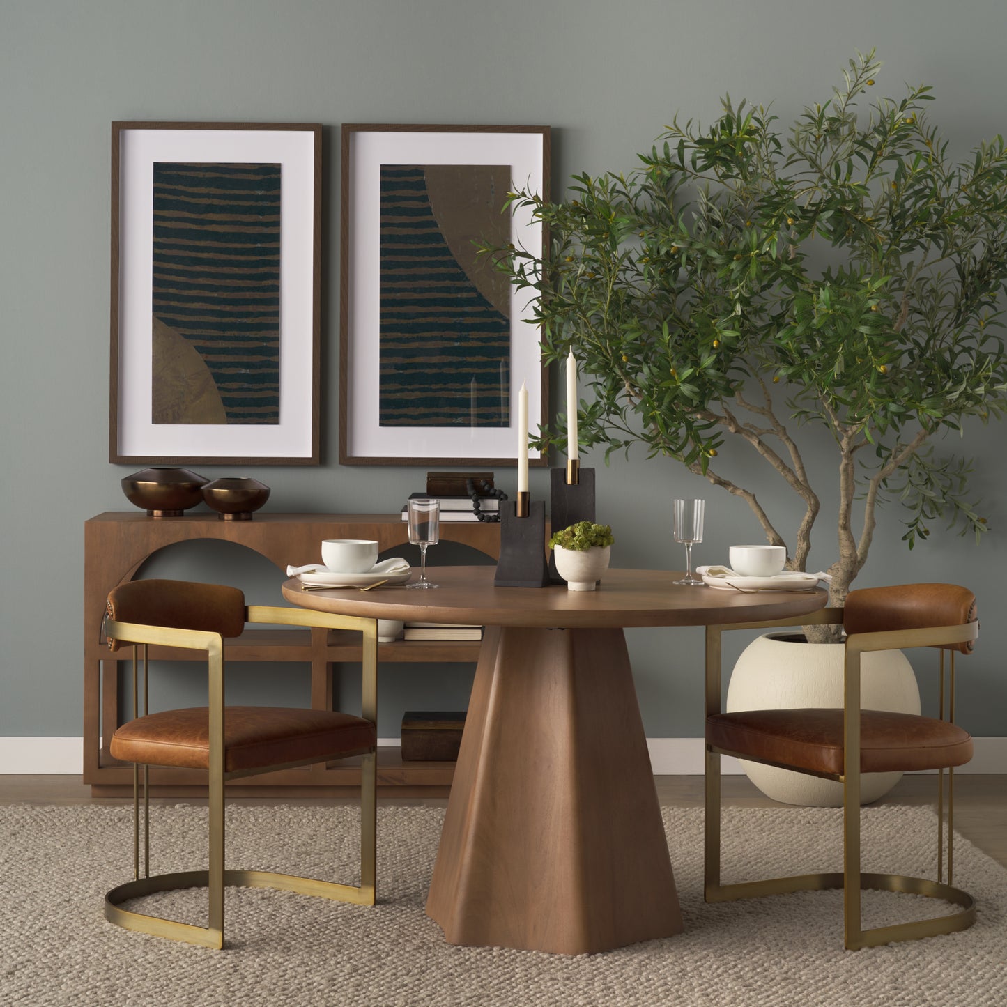Jovani 48" Solid Light Brown Mango Wood Round Dining Table