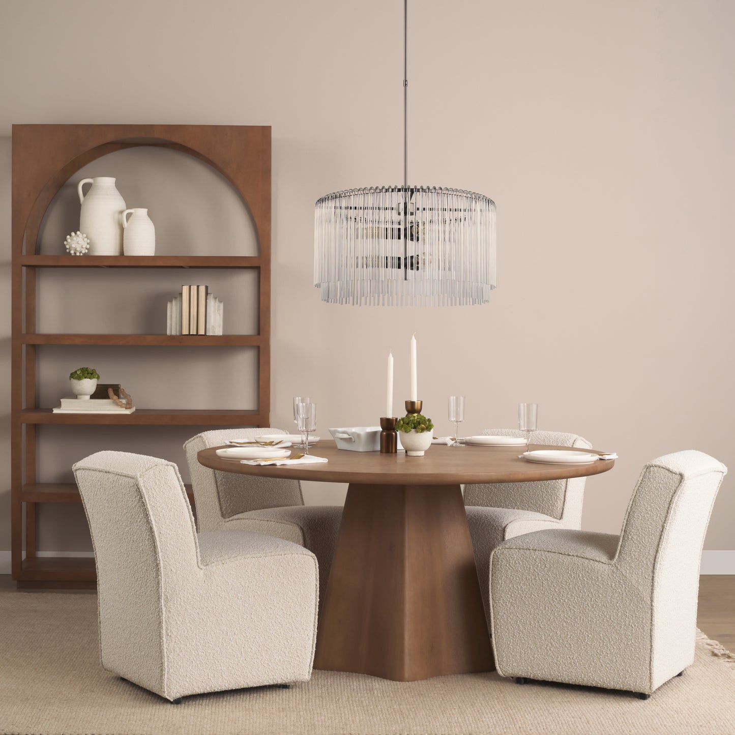 Jovani 60" Solid Light Brown Mango Wood Round Dining Table