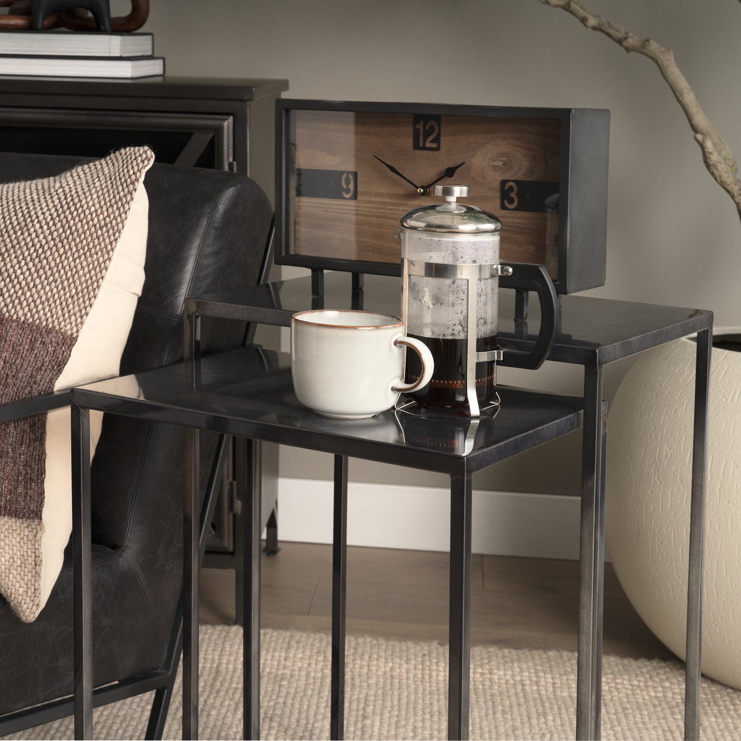 Kasey (Set of 2) 17.7L x 12.6W x 24.4H Galvanized Metal Nesting Accent Tables