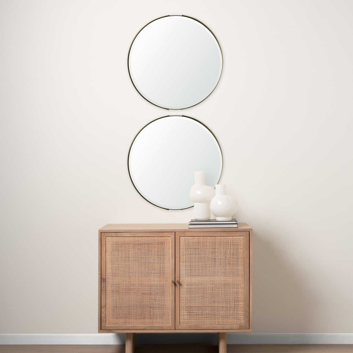 Adrianna 24.4" Gold Metal Round Mirror