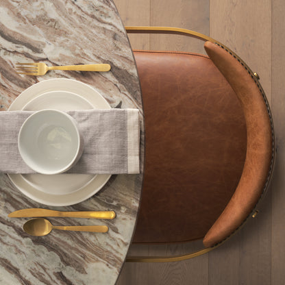 Allyson 54" Round Brown Pedestal w/ Pink Marble Top Dining Table