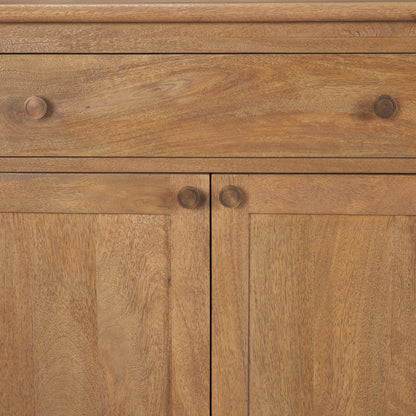 Baron Light Brown Solid Wood w/ Antiqued Brass Knobs 3-Drawer 6-Door Sideboard