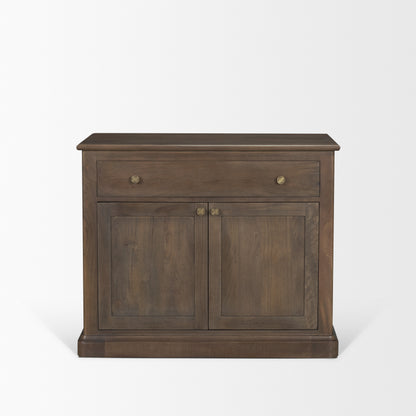Baron Dark Brown Solid Wood w/ Antique Knobs 2-Door Accent Cabinet