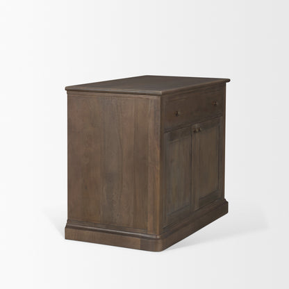 Baron Dark Brown Solid Wood w/ Antique Knobs 2-Door Accent Cabinet