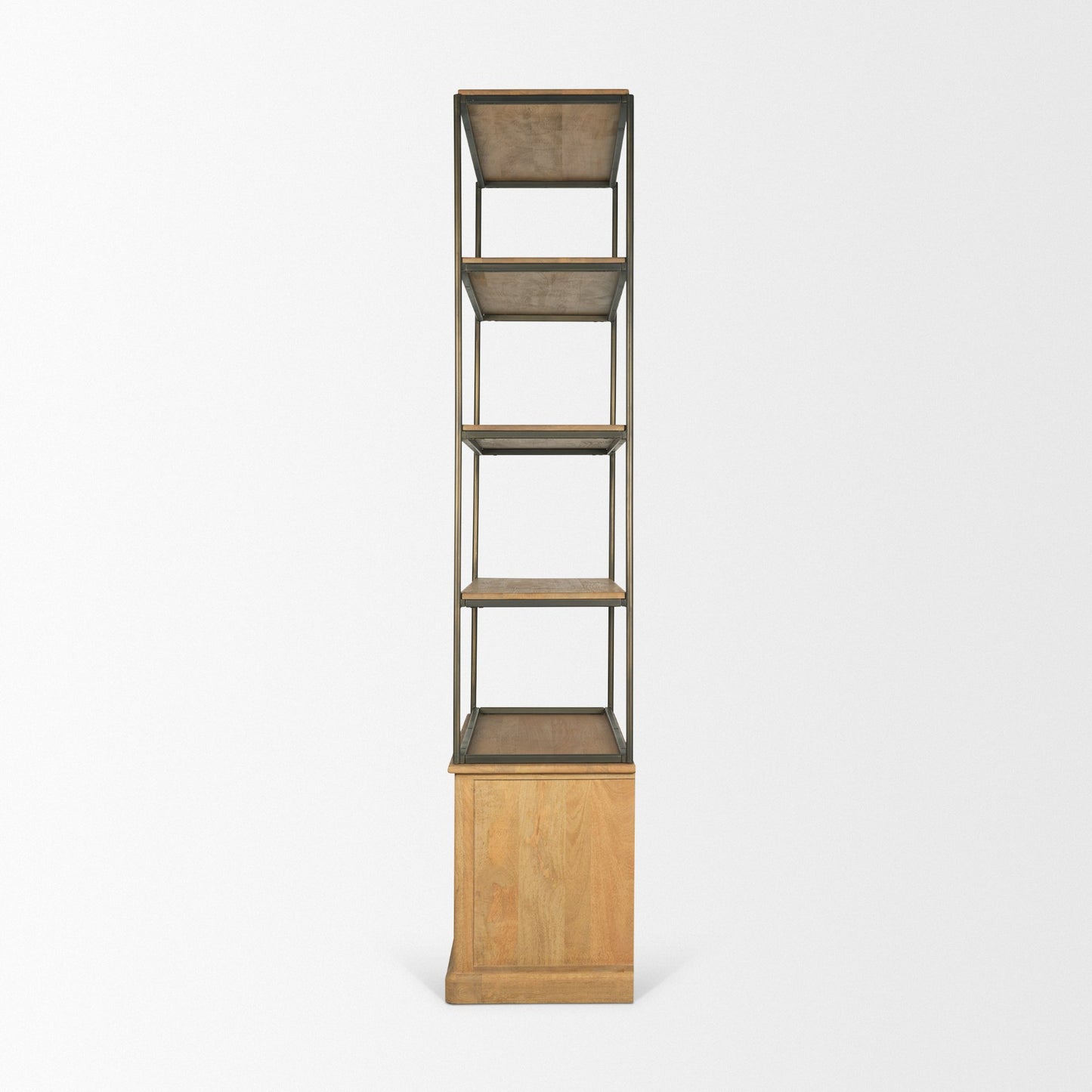 Baron Light Brown Wood w/ Gunmetal 2-Door Open Shelving Unit