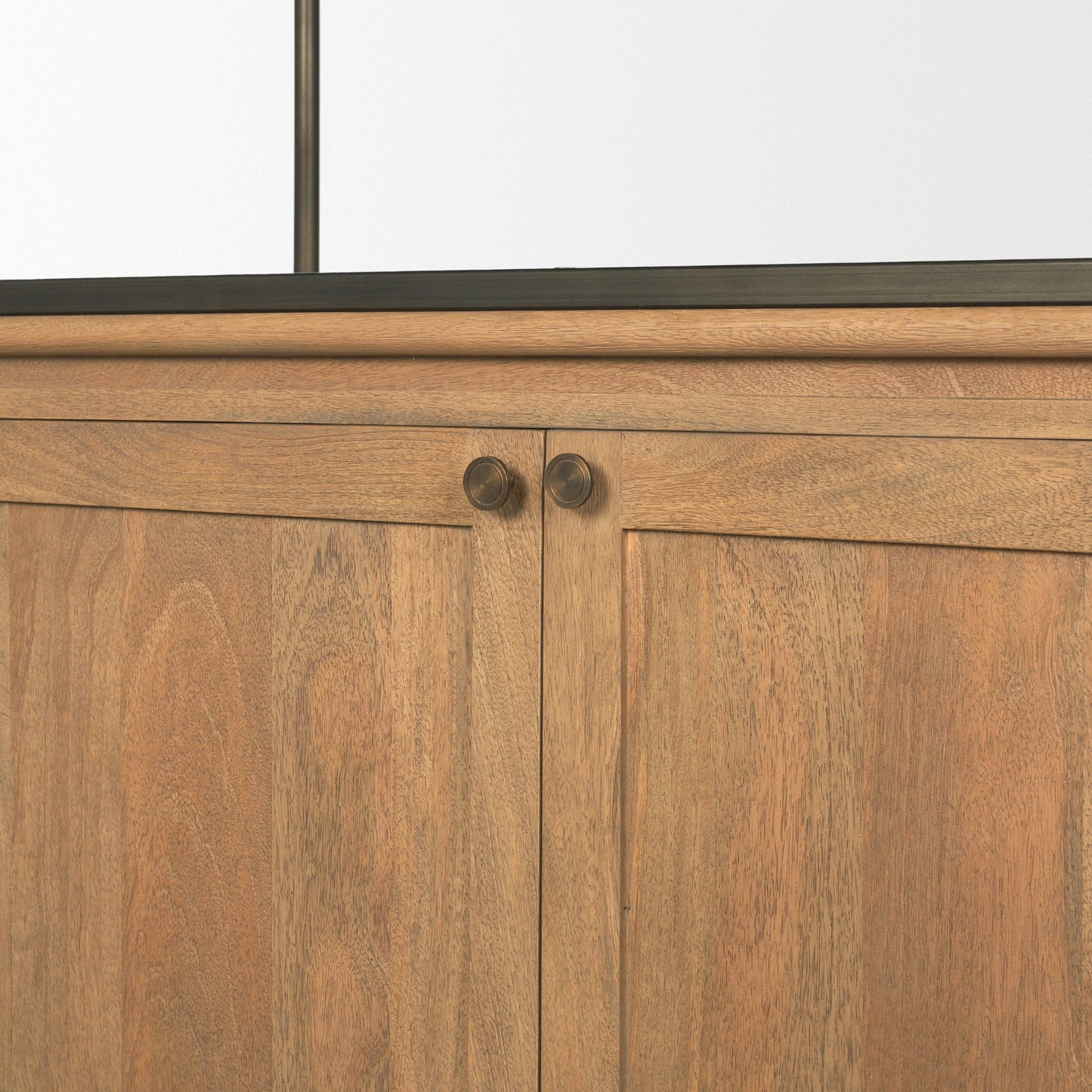 Baron Light Brown Wood w/ Gunmetal 2-Door Open Shelving Unit