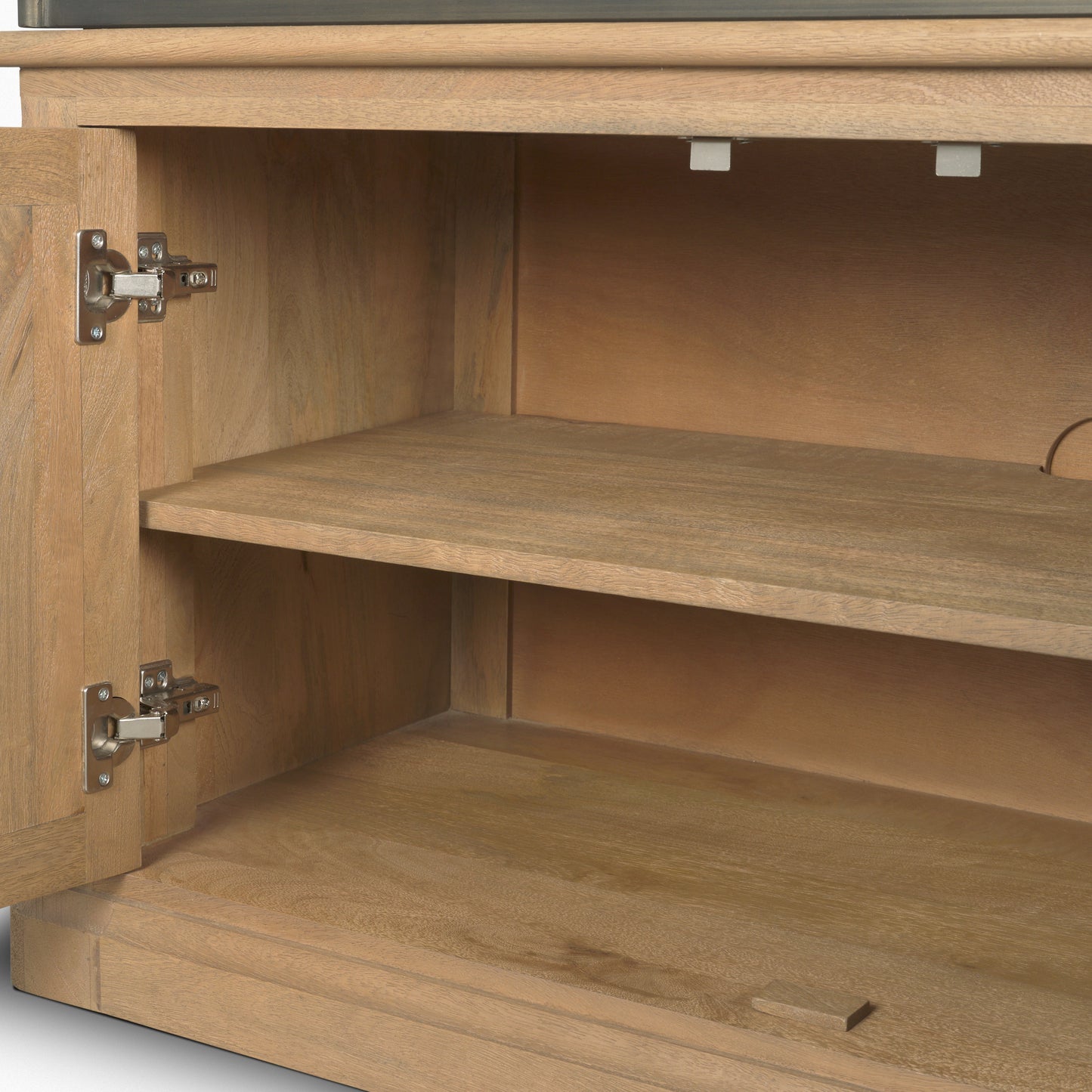 Baron Light Brown Wood w/ Gunmetal 2-Door Open Shelving Unit