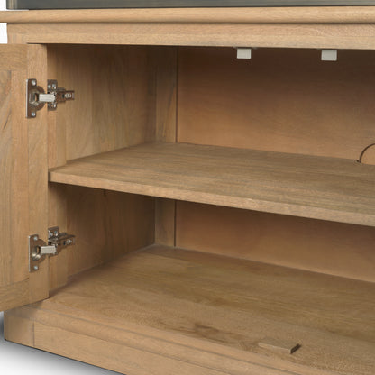 Baron Light Brown Wood w/ Gunmetal 2-Door Open Shelving Unit