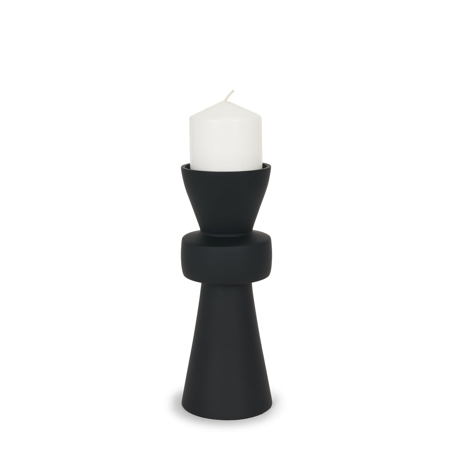 Odilia Small Smooth Matte Black Metal Geometric Pillar Candle Holder