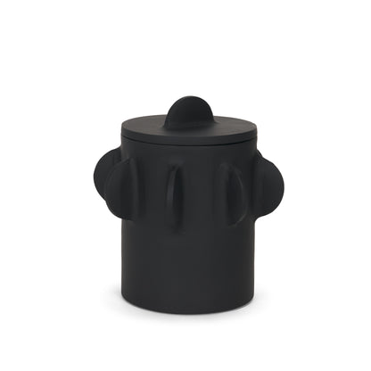 Deacon Small Matte Black Metal Canister with Sculptural Handles