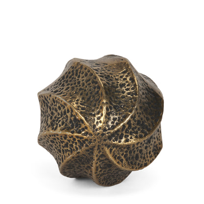 Imani Small Sculptural Textured Antiqued Gold Metal Decorative Orb Object