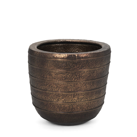 Aivana Large Antiqued Gold Metal Floor Vase