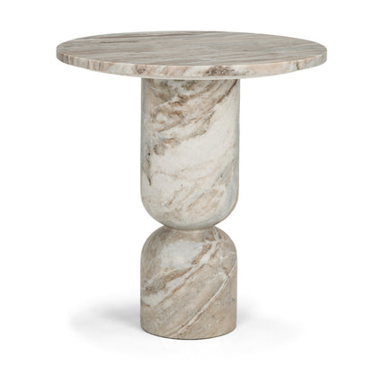 Nylah Solid Pink Marble Round Accent Table