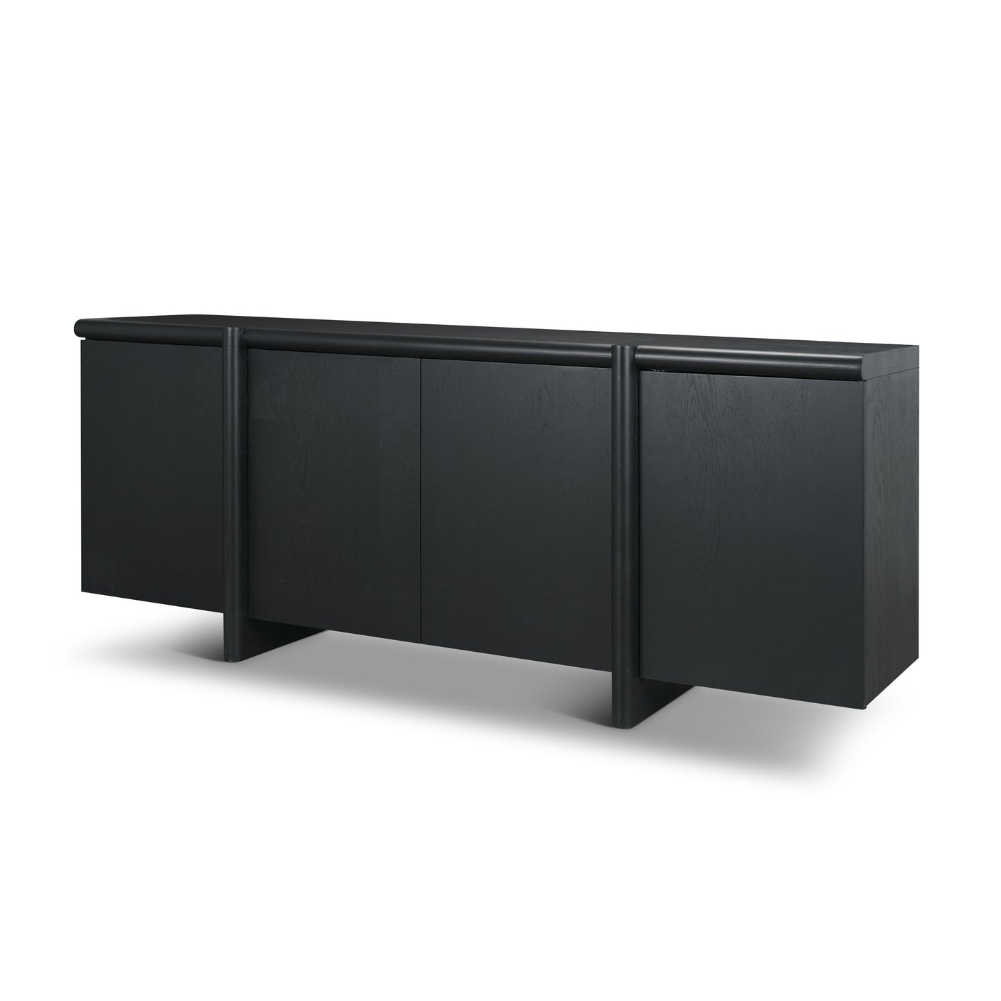 Rowan Black Oak Wood Closed 4 Door Sideboard