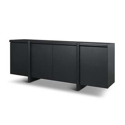 Rowan Black Oak Wood Closed 4 Door Sideboard