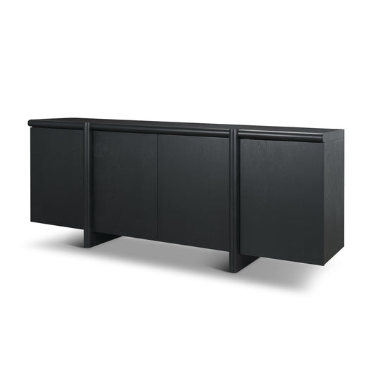 Rowan Black Oak Wood Closed 4 Door Sideboard