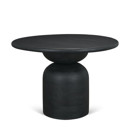 Atlas 42" Black Wood Stacked Pedestal Base Round Dining Table