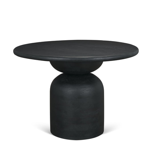Atlas 42" Black Wood Stacked Pedestal Base Round Dining Table
