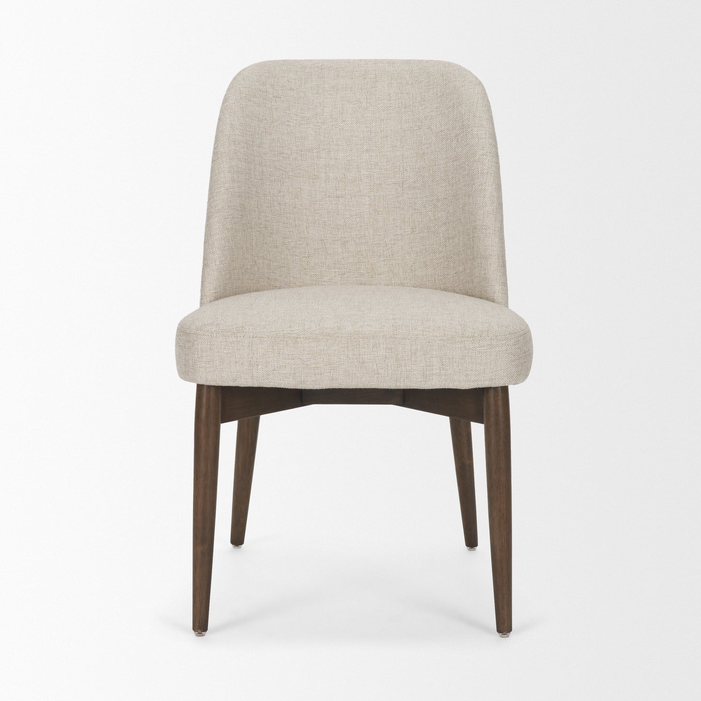 Abbie Curved Back Oatmeal Fabric Armless Dining Chair