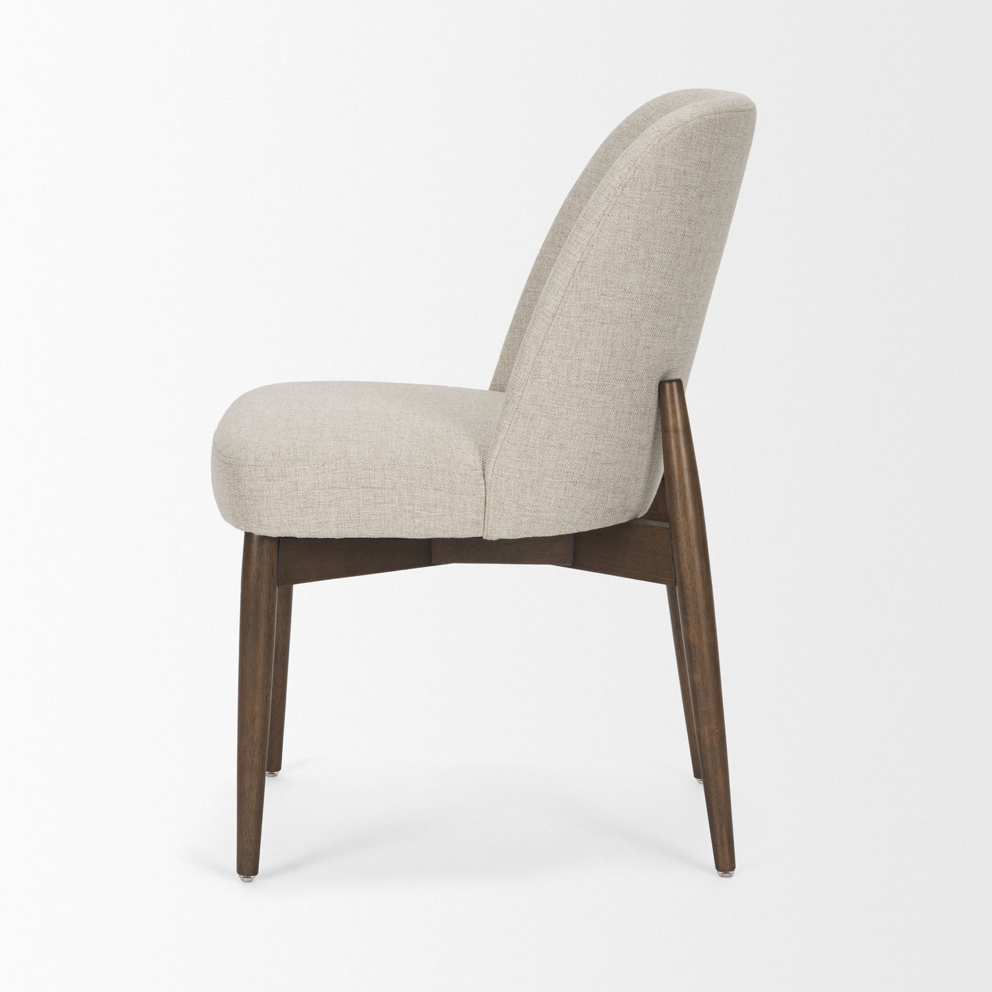 Abbie Curved Back Oatmeal Fabric Armless Dining Chair