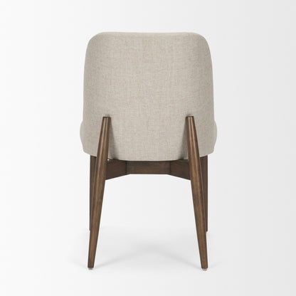 Abbie Curved Back Oatmeal Fabric Armless Dining Chair