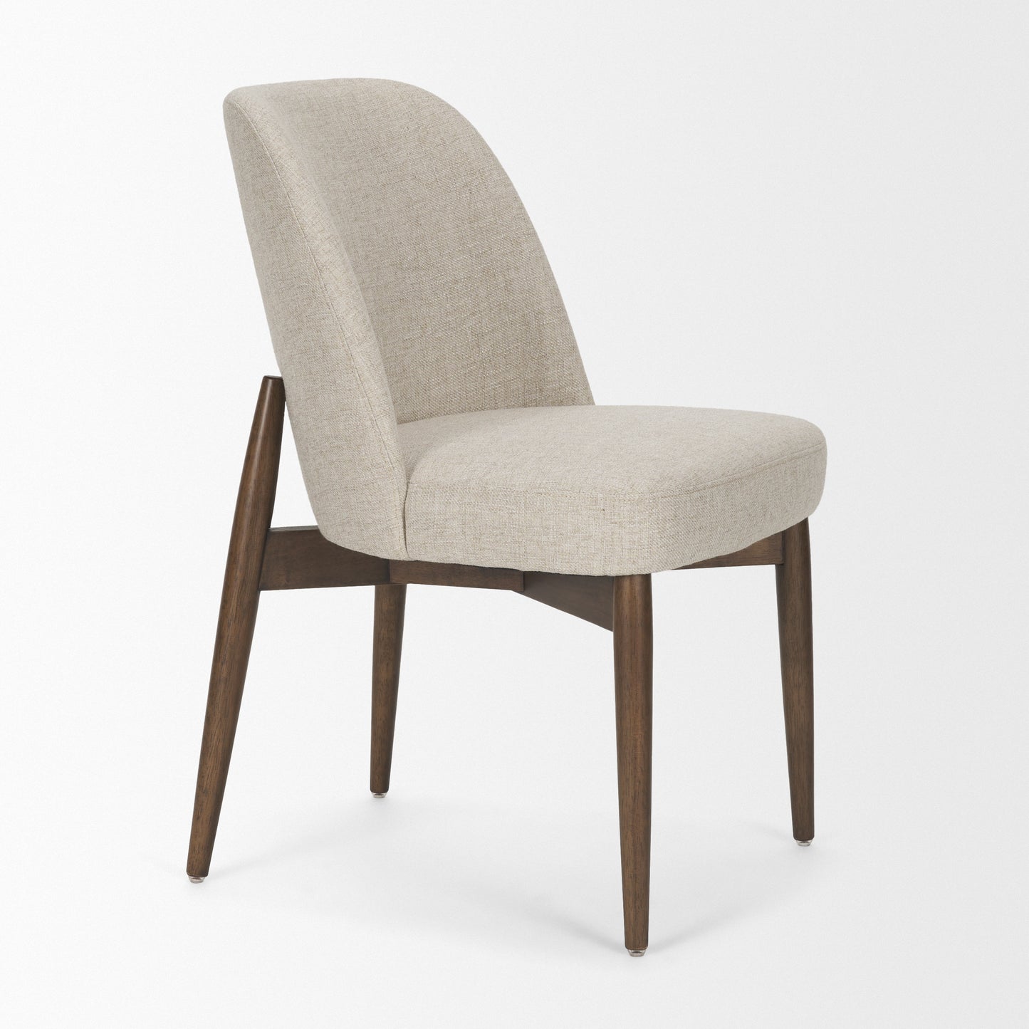 Abbie Curved Back Oatmeal Fabric Armless Dining Chair