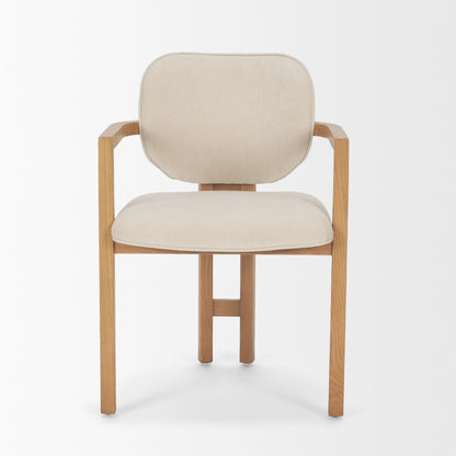 Carlisle Curved Back Cream Chenille Tripod Frame Dining Armchair