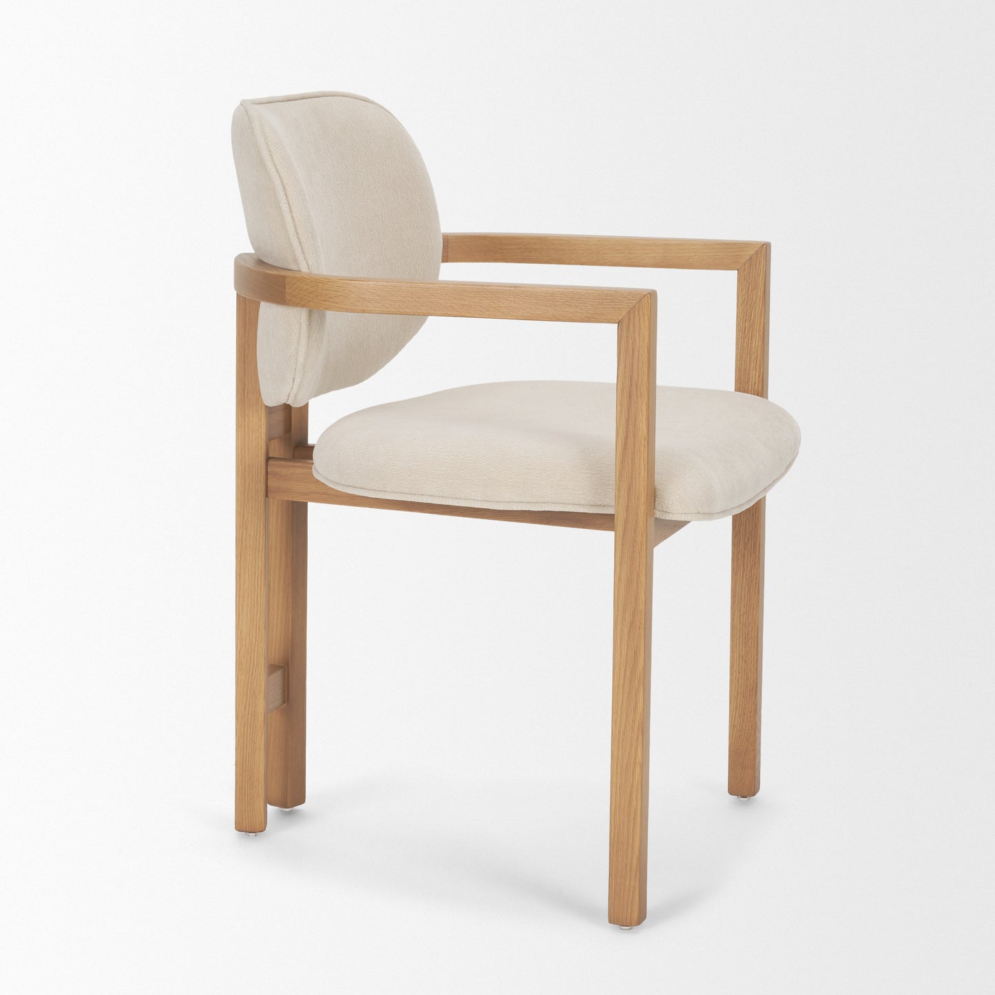 Carlisle Curved Back Cream Chenille Tripod Frame Dining Armchair