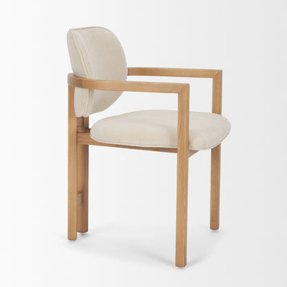 Carlisle Curved Back Cream Chenille Tripod Frame Dining Armchair