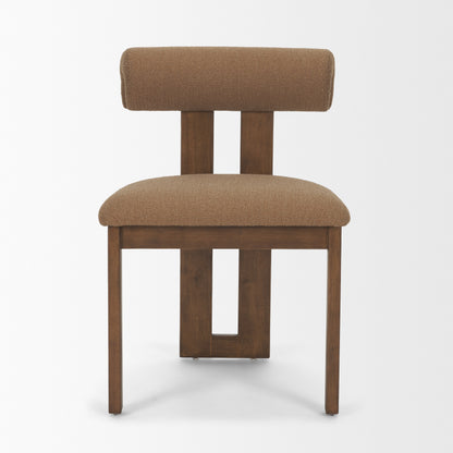 Tribeca Curve Open Back Mocha Fabric Tripod Frame Dining Chair