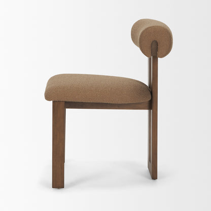 Tribeca Curve Open Back Mocha Fabric Tripod Frame Dining Chair