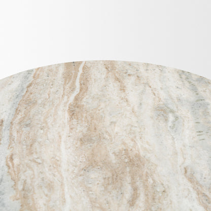 Allyson 32" Round Medium Brown Wood w/ Pink Marble Top Bistro Table