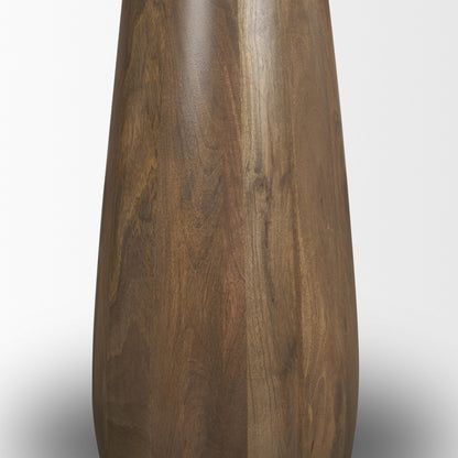 Allyson 32" Round Medium Brown Wood w/ Pink Marble Top Bistro Table