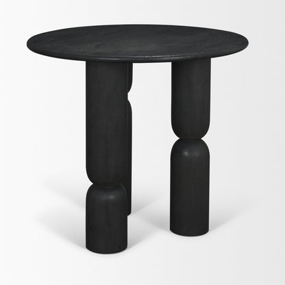 Sonel Matte Black Wood Pedestal Foyer Table